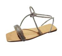 SHOBDW Sandalias Deportivas Ortopédicas Para Mujer Lace Verano Zapatos Femeninos Outdoor Round Las Femeninas Esparto Barefoot 41 Confort Pie Cavo De Comodos Con Hebilla Ortopedicas Mulher Plata 41