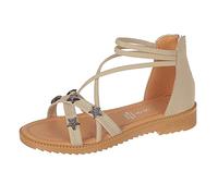 SHOBDW Sandalias Deportivas Ortopédicas Para Mujer Moda Zapatos Womens Atar Summer Heel Shoes Up Saquared Women'S Horma Ancha Comodas Cuñas Zapato Ortopedico Caminar Verano De Goma Pies Beige 37