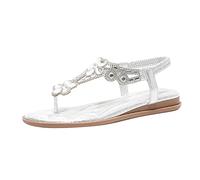 SHOBDW Sandalias Mujer Cierre En Tobillo Para Mujer Correa De Elástica Zapatos Playa Informales Informales Florales A La Cuña Con Punta Abierta Chanclas Dedo Flip Flops Sandalia Plana 39 Plata 41