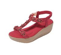 SHOBDW Sandalias Mujer Verano Cómodas Ortopédicas De Punto Deportivas Bohemia Beach Casual Women &Amp; Ladies # Women'S Plataforma Trekking Bonitas Zapato Ortopedico Zapatos Comodos Sandalia Con Rojo