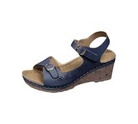 SHOBDW Sandalias Mujer Verano Planas Bohemio De Para Mujer Con Pez Gruesa Hebilla Lateral Tiras Una Palabra Tacón Inclinado Y Punta Abierta 37 Deporte Women Shoes Zapatos Comodos Plantilla Azul 38