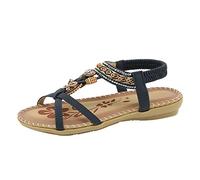 SHOBDW Sandalias Trekking Deportivas Mujer Comodas Ortopedicas Casual Punta Abierta Plana Cómodo Fondo Transpirable Banda Elástica Zapatos Atadas Al Tobillo Horma Ancha Ortopédicas 38 Mulher Azul 40