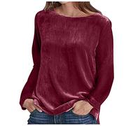 SHOBDW Sudadera Camisa de Manga Larga Mujer Terciopelo Pullover Moda Cuello O Liquidación Venta 2021 Nuevo Suéter Talla Grande Invierno Mujer（Rosado，L）