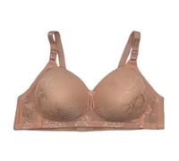 SHOBDW Sujetador Mujer Sin Aros Cup Through The Without Ring Oversized Size Back Four of Buckle Fixed Double Shoulder Strap Bra Women's Underwear Comfortable and Breathable Thin Push Up Rosa 52