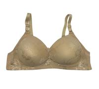 SHOBDW Sujetador Mujer Sin Aros Cup Through The Without Ring Oversized Size Back Four of Buckle Fixed Double Shoulder Strap Bra Women's Underwear Comfortable and Breathable Thin Push Up Oro 52