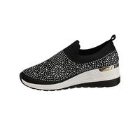 SHOBDW Zapatillas De Deporte Mujer con Y Cuña para Malla Transpirables Invierno Deportivas Casual Vestir Verano Altas Blancas Tela Bambas Deportes Camper Casa Negras