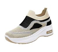 SHOBDW Zapatillas Verano Zapatos Deportivos para Primavera Y Mujer Gruesa Tacón Medio Malla Transpirable Bloque Color Estilo Informal Dance De Deporte Blancas Negras Deportivas