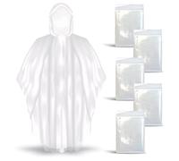 SHOCHX Ponchos de lluvia desechables para hombres y mujeres, 5 unidades, juego familiar transparente, ponchos de lluvia, chubasqueros con capucha para viajes de Disney, emergencia, festival