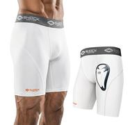 Shock Doctor Core Compression BioFlex Cup Pantalones Cortos para Atletismo, Hombre, Blanco, XL
