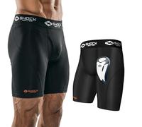 Shock Doctor - Short de compresión con Bioflex Copa, para adultos, color negro, talla L