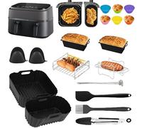 shockassist Accesorios Freidora de Aire para Philips Dual Basket Airfryer 3000 Serie 9L(3L/6L) 22 Piezas Airfryer Molde de Silicona Set de Accesorios - Parrilla, Molde para Tartas