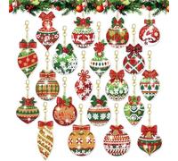 shockassist Colgantes Arbol de Navidad, 20 Piezas Diamante Pintura Llavero Navidad, Doble Cara DIY Diamante Pintura Niños para Navidad Colgante Regalo Decor