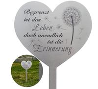shockassist Decoración de Cementerio,Tumba Corazón Acero Inoxidable,Jardín Decoración, Idioma alemánLa Vida es Limitada Pero la Memoria es Infinita por Tribunal de Jardines de decoración