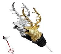 shockassist Vertedor de Acero Inoxidable, 2pcs Cabeza de Ciervo Vertedor de Vino,Boquilla para Bebidas - Mejora el Sabor y Decora Tus Botellas de Vino, para Bebidas Cócteles y Aceite(Oro y Plata