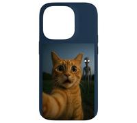 Shocked Cat Selfie Alien on The Back Funny for Boys Girls Carcasa para iPhone 14 Pro