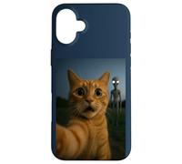 Shocked Cat Selfie Alien on The Back Funny for Boys Girls Carcasa para iPhone 16 Plus