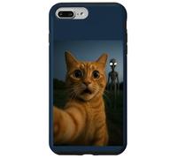 Shocked Cat Selfie Alien on The Back Funny for Boys Girls Carcasa para iPhone 7 Plus/8 Plus