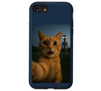 Shocked Cat Selfie Alien on The Back Funny for Boys Girls Carcasa para iPhone SE (2020) / 7/8