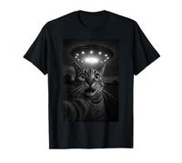 Shocked Cat Selfie Alien UFO Encounter for Teens Boys Girls Camiseta