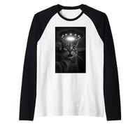Shocked Cat Selfie Alien UFO Encounter for Teens Boys Girls Camiseta Manga Raglan