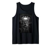 Shocked Cat Selfie Alien UFO Encounter for Teens Boys Girls Camiseta sin Mangas