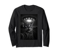 Shocked Cat Selfie Alien UFO Encounter for Teens Boys Girls Manga Larga