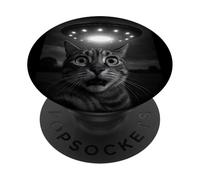 Shocked Cat Selfie Alien UFO Encounter for Teens Boys Girls PopSockets PopGrip Adhesivo