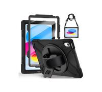 Shockproof Case for iPad 10th Generation 2022 10.9 inch + Screen Protector, Rugged with Rotating Stand and Shoulder Strap [1918]