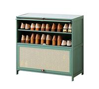 Shoe Cabinet,Modern Large Capacity Shoe Rack with Breathable Imitation Rattan Doors,Flip Shoe Storage Cabinet Multifunctional Locker for Entryway,Hallway,Bathroom,Kitchen, 7 Tiers ()