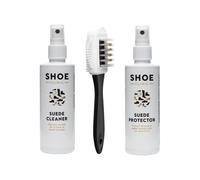 Shoe Clinic Kit de limpieza para gamuza y nobuk Limpiador y protector de gamuza en aerosol con cepillo | Limpia, protege e impermeabiliza zapatos, zapatillas y botas