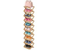 Shoe Organizer - 10 Tier Wooden plegable Storage Shelf, gran capacidad de estanding Shoe Rack with Space Saving Design, Vertical Tiered Tower, Footwear Display for Living Room Hallway Entryway Closet