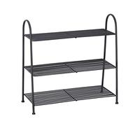 Shoe Rack 3-Tier Shoe Rack Metal Storage Shelves Multi-Function Storage Shelf Hold Up Clothes Towels Electronics Plants Books and More Space-Saving Shoe Rack (Color : Black)