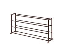 Shoe Rack Plastic Shoe Rack 4 Tier Holds Up to 12~16 Pairs of Shoes Fits Into Narrow Spaces Assembly Without Tools Simple Storage Shelf Space-Saving Shoe Rack (Color : Gold) (Brown)