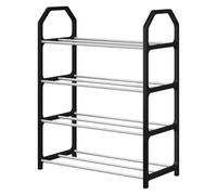 Shoe Rack, Shoe Shelf Organizer, 4 Tier Vertical Compact Large Storage Lightweight Frame Strong Support Space Efficient Stable Base, Shoes Storage for Home Bedroom, 19.69x16.54x7.09Inches, Black
