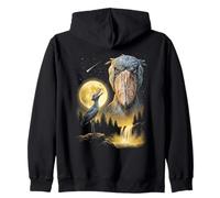 Shoebill Stork Aullando a la Luna, extraño Meme Divertido pájaro de los 90 Sudadera con Capucha