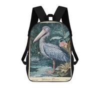 Shoebill William Morris Botanical Mochilas Impresas En 3D Para Niños 17inch Mochilas De Moda Informales Para El Día A Día, Bolsas De Viaje, Mochilas Informales Para Exteriores Para Niños Y Niñas