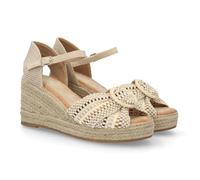 shoes&blues.es 100842 Sandalia de Mujer con Cuna de Esparto, Pala con Detalle Decorativo Tipo Lazo. Cuna Comoda, Ligera y Acolchada. Ideal para Looks de Verano, Vacaciones o Eventos. Blanco Talla 39