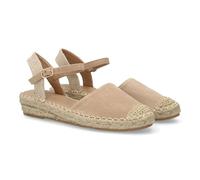 shoes&blues.es 101187 Sandalia Alpargata de Mujer con Diseno Abierto, Cuna Ligera de Yute, Esparto. Estampado Liso. Cierre de Hebilla y Punta Cerrada. Ideal Temporada Primavera Verano. Kaki Talla 37