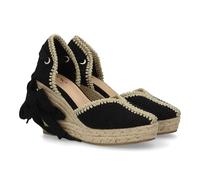 shoes&blues.es 101340 Alpargata de Mujer con Ribete Decorativo destaca por su Altura con Cuna Acolchada de Esparto. Cierre de Cintas. Un Modelo Comodo y Ligero para Verano. Negro Talla 36