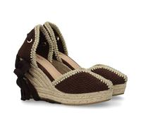 shoes&blues.es 101359 Alpargata de Mujer con Ribete Decorativo destaca por su Altura con Cuna Acolchada de Esparto. Cierre de Cintas. Un Modelo Comodo y Ligero para Verano. Marron Talla 41