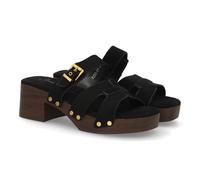 shoes&blues.es 101405 Sandalia para Mujer con Tachuelas y Suela Estilo Madera, Diseno de Varias Tiras en el Empeine, Cierre de Hebilla. Un Modelo Comodo y Ligero para Primavera Verano. Negro Talla 38