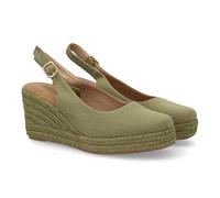 shoes&blues.es 101771 Alpargata de Mujer con Cuna y Plataforma, Monocolor, Parte Delantera Cerrada, Talon Abierto, Cuna de Yute Trenzado Ligera y Comoda para la Temporada Verano. Verde Talla 39
