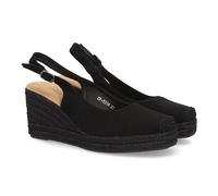 shoes&blues.es 101779 Alpargata de Mujer con Cuna y Plataforma, Monocolor, Parte Delantera Cerrada, Talon Abierto, Cuna de Yute Trenzado Ligera y Comoda para la Temporada Verano. Negro Talla 40