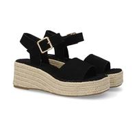 shoes&blues.es 102089 Sandalia de Mujer con Cuna de Yute, Acolchada y Ligera para el Dia a Dia. Tira Ancha y Cierre de Hebilla con Estampado Liso. Ideal Verano. Negro Talla 36