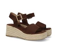 shoes&blues.es 102100 Sandalia de Mujer con Cuna de Yute, Acolchada y Ligera para el Dia a Dia. Tira Ancha y Cierre de Hebilla con Estampado Liso. Ideal Verano. Cafe Talla 40