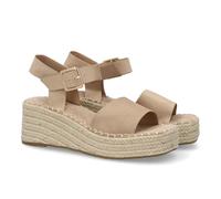 shoes&blues.es 102107 Sandalia de Mujer con Cuna de Yute, Acolchada y Ligera para el Dia a Dia. Tira Ancha y Cierre de Hebilla con Estampado Liso. Ideal Verano. Beige Talla 40