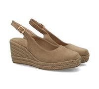 shoes&blues.es 103023 Alpargata de Mujer con Cuna y Plataforma, Monocolor, Parte Delantera Cerrada, Talon Abierto, Cuna de Yute Trenzado Ligera y Comoda para la Temporada Verano. Kaki Talla 37