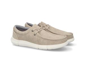 shoes&blues.es 103077 Zapato Casual de Hombre con Diseno Ligero y versatil, Ideal para el Uso Diario en Cualquier ocasion, Acabado Textil, Cierre de Cordones, Suela Flexible y Ligera. Beige Talla 43