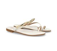 shoes&blues.es 104288 Sandalia Plana para Mujer con un Diseno Moderno, lineas Minimalistas con Elegantes Detalles metalicos. Plantilla Acolchada y Ligera Muy comodas. Ideal Verano. Blanco Talla 39