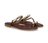 shoes&blues.es 104297 Sandalia Plana para Mujer con un Diseno Moderno, lineas Minimalistas con Elegantes Detalles metalicos. Plantilla Acolchada y Ligera Muy comodas. Ideal Verano. Marron Talla 41